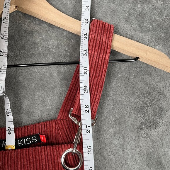 HOT KISS Red Corduroy Overall Dress Juniors' 7 Y2K Academia Preppy Buckle Mini - Picture 7 of 12